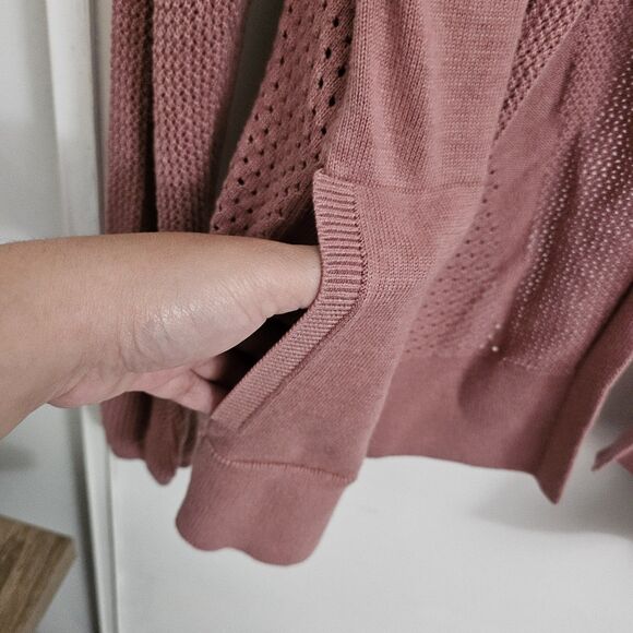 Lululemon Cardigan 8 Still Movement Wrap Heathered Quicksand Pink Sweater Hooded - Picture 3 of 9